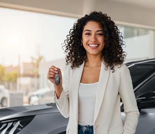 Imagem chave do carro sendo entregue.